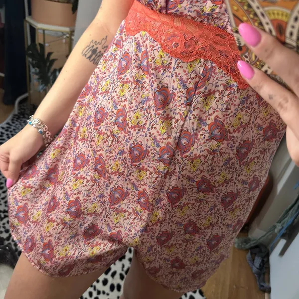 Floreat Anthropologie Juniper Floral Sleep Romper Pink Size Small - Image 3