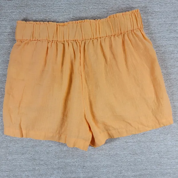 J.Crew Linen Shorts Size M Orange Paperbag Waist Elastic Pull On Pockets Summer - Image 7