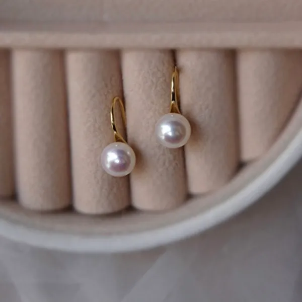 Elegant White Pearl Dangle Drop Earrings for Women,Pearl Earrings - Image 3