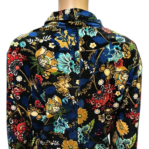 Velvet Serengeti Multicolored Floral Print Button Up Long Sleeve Dress Womens XL - Image 6