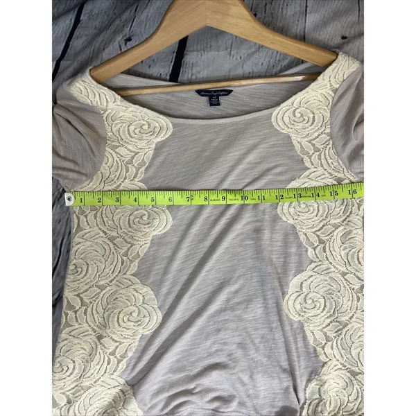 American Eagle Scoop Neck Lace Lightweight Long Sleeve Top Women’s Small - Image 4