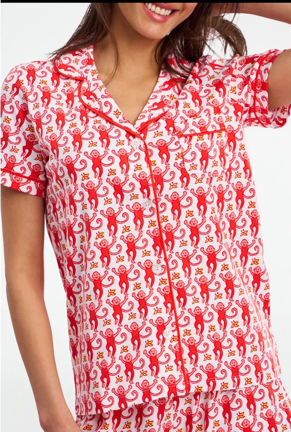 Roller Rabbit Watermelon Monkey Polo Pajama Set Medium New  - Image 4