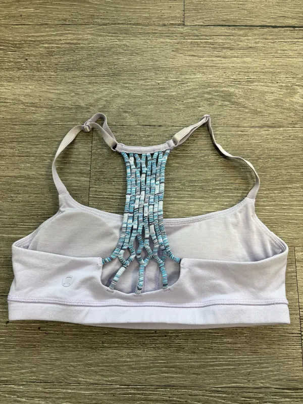Lululemon Energy Bra Size 6 Medium Support Blue Paisley Strappy Back Crop Top - Image 8