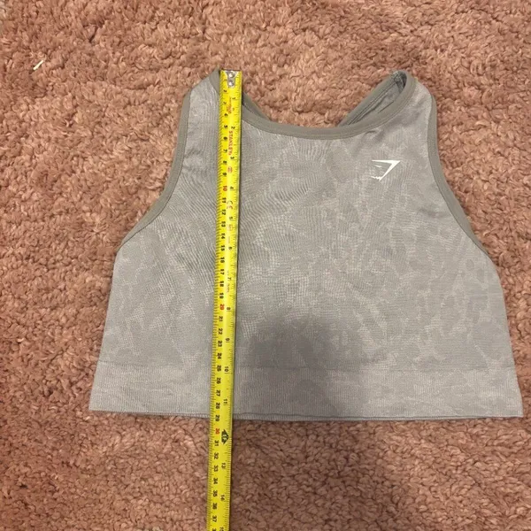 Gymshark Adapt Animal Seamless Sports Bra Womens Medium Gray High-Neck Crossover - Image 7
