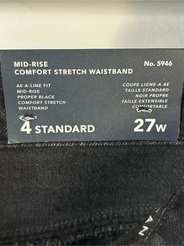 New American Eagle Outfitters Wide Leg Baggy A-Line Fit Black Women's Denim Jean - Image 5