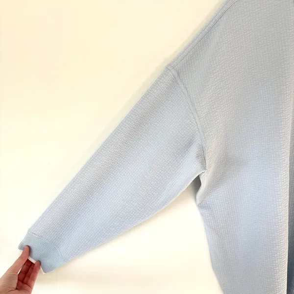 Lululemon Textured Long-Sleeve Polo Shirt Starch Blue White Athleisure Preppy - Image 8