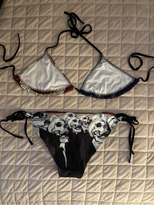 Women’s 2 Piece Side Tie Patriotic Bikini Swimwear Size L - Image 8