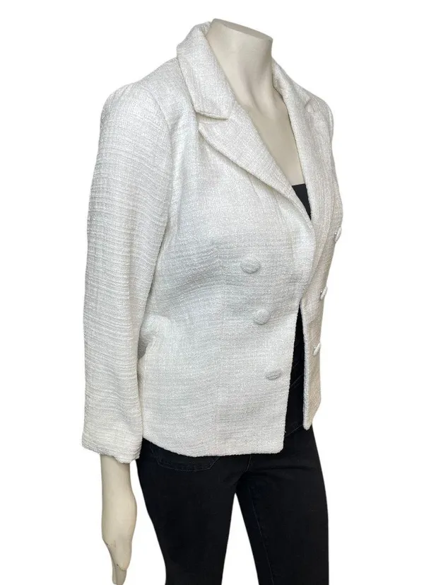 Lulu’s l White Tweed Open-Front Blazer Medium New with Tags - Image 8