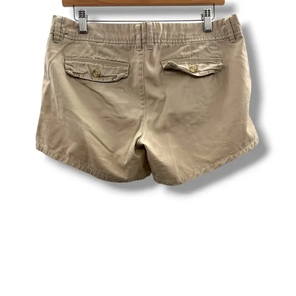 Y2K Abercrombie & Fitch Low Rise Shorts‎ Tan Moose Logo Casual Size 6 Old Money - Image 2