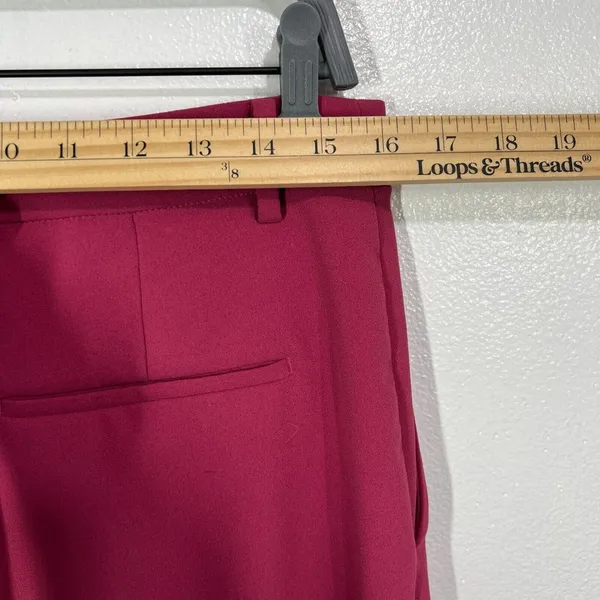 UNIQLO Drape Flared Pants Womens 8 Fuchsia Red Front Back Pockets Zip‎ Classic - Image 6
