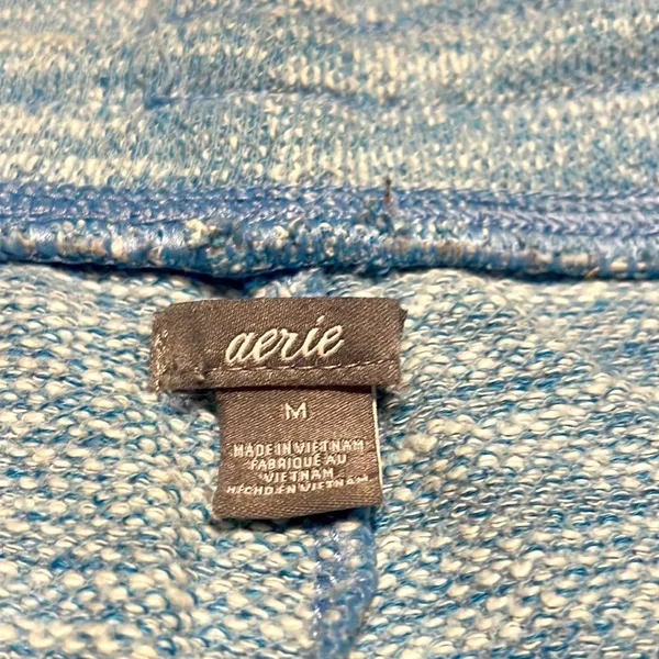 Aerie- Heather Blue Boho Cotton Shorts with Drawstring & Stripes- Size Medium - Image 8