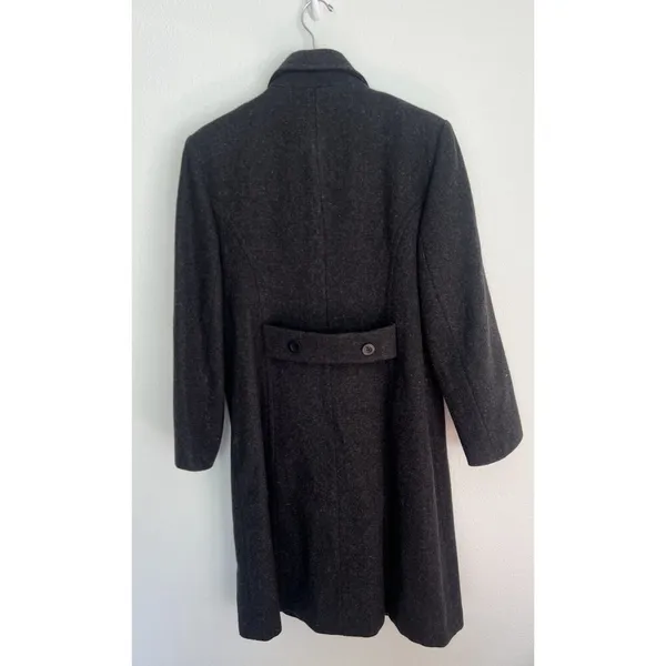 VTG Stephanie Matthews 100% Wool Charcoal Gray Button-Up Maxi Coat Dark Academia - Image 2