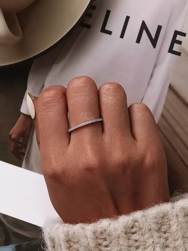 Sterling Silver SIZE 10 925  Simulated Diamond Stackable Ring Eternity Band - Image 2