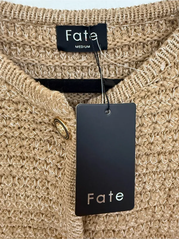 Fate Textured Knit Cardigan in Camel Women’s Size Medium NWT - Image 3