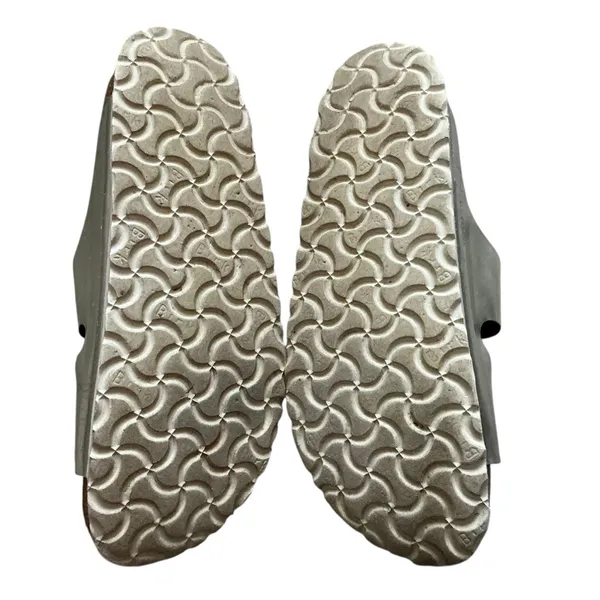 Birkenstock Arizona soft footbed sandals 38 metallic silver leather slides - Image 7