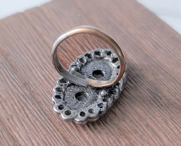 Vintage Ring Abalone Inlay Ring Statement Ring - Image 5