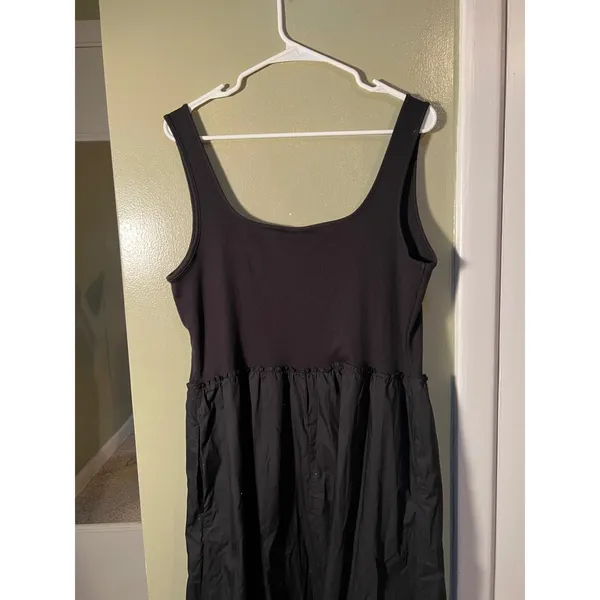 A New Day Women's Size Large Sleeveless Knit Midi A-Line Dress Black Ruffle - Image 9