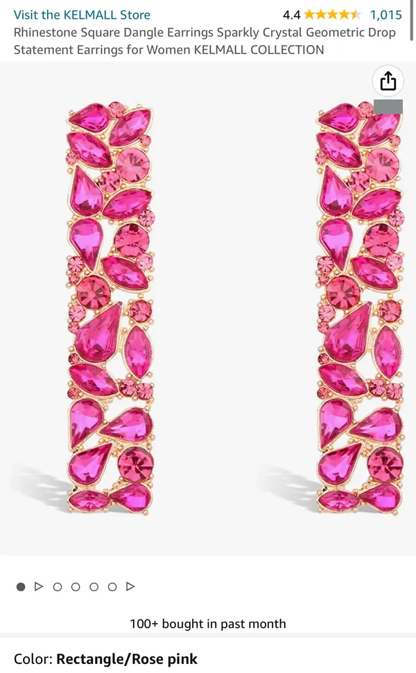 Rhinestone Square Dangle Earrings - Image 2