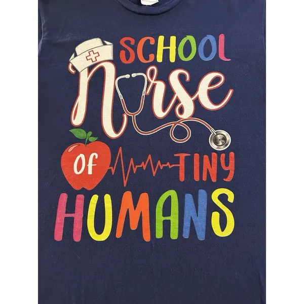 Primary Colorful Navy Elementary School Nurse Graphic Tee S, Back To School - Image 8