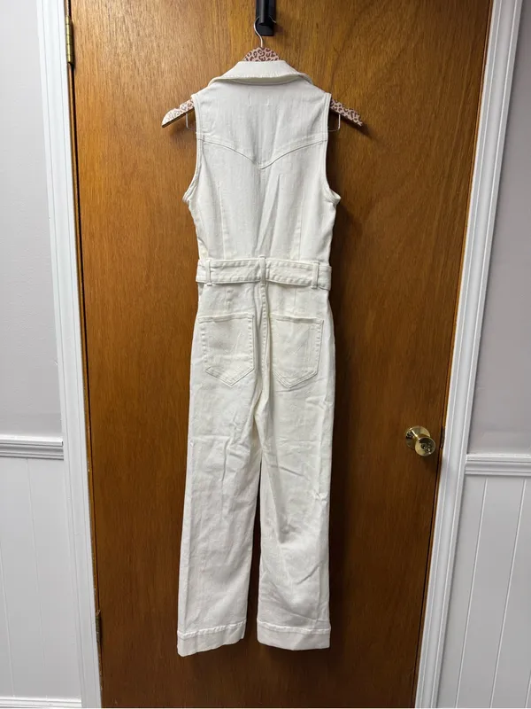 Show Me Your Mumu Jacksonville Cropped Jumpsuit Denim Pearly White Medium - Image 14