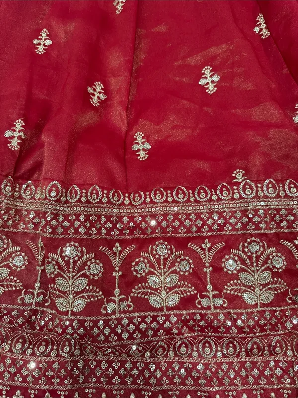 Indya Orange rust Embroidered Anarkali Dress with Gold Accents size S - Image 6