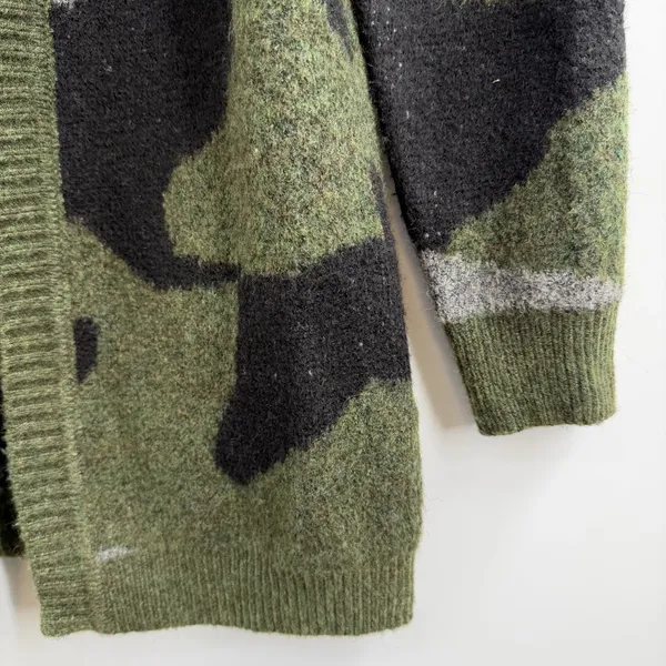Moth Anthropologie Camo Fuzzy Longline Open Cardigan Sweater Women’s S - Image 3