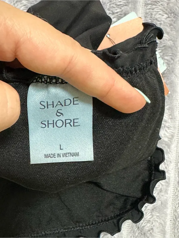 Shade & Shore Black Ruffled Bikini Bottom — Size L (12–14) - Image 6