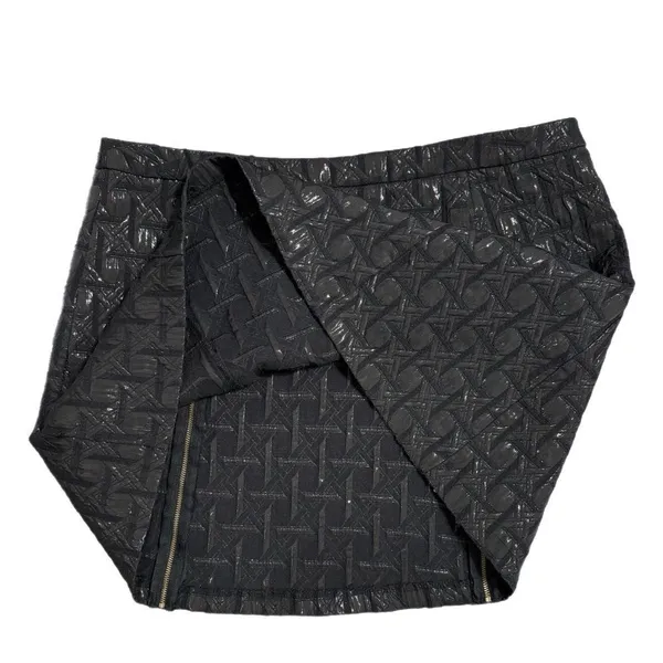 Xhilaration Black Double Brass Zip Front Cotton Metallic Blend Mini Skirt - Image 3
