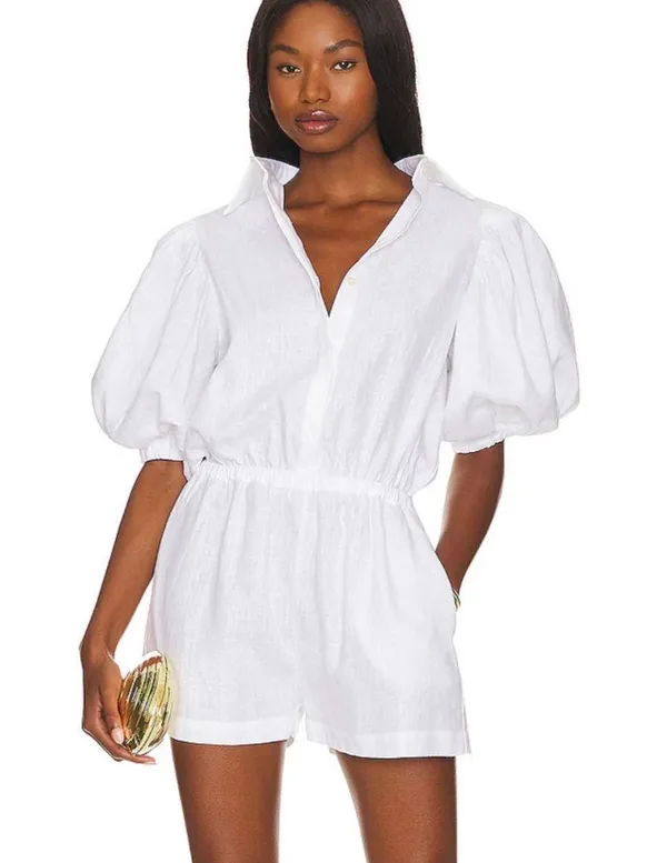 White balloon puff sleeved romper Size M - Image 3