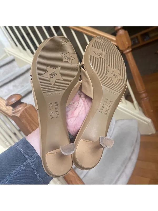 Stuart Weitzman Leather Mules Sandals open toe Beige Tan Sz 8 - Image 13