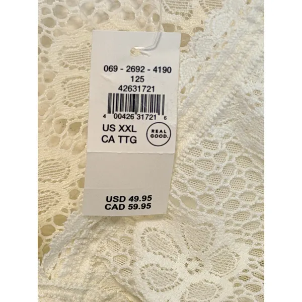 Aerie Lace Bodysuit Sz XXL Cream Floral V-Neck Crisscross Back NWT‎ - Image 5