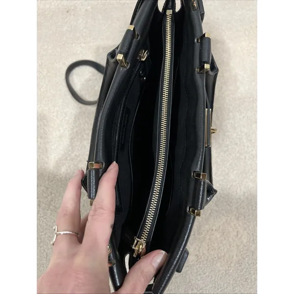 Michael Kors Tatiana Convertible Satchel Crossbody‎ Handbag Black Leather - Image 10
