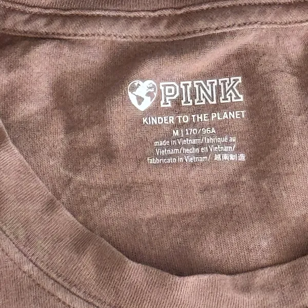 PINK Victoria's Secret Crest Logo Lounge Shirt Long Sleeve Medium Blush - Image 5