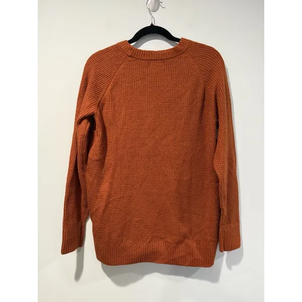 Old Navy So Soft Waffle Knit Sweater Small Burnt Orange Stretch Minimal Work - Image 2