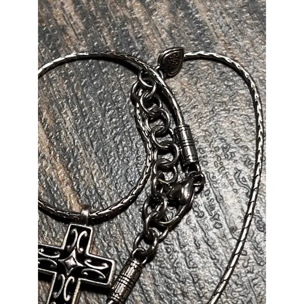 Brighton Seville‎ Cross Necklace Reversable Silver Gold 16" Two-Tone Scrollwork - Image 5