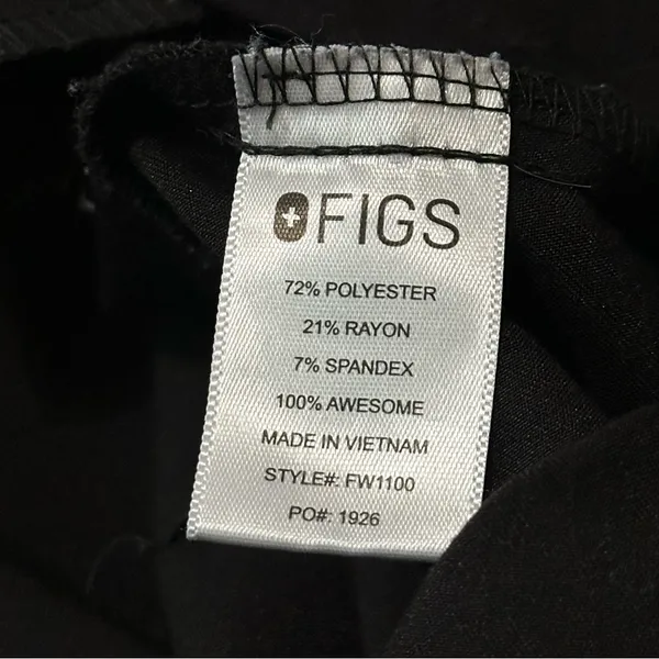 Figs Women’s Size L Black V-Neck Casma Three Pocket Medical Scrub Top FW1100 - Image 5