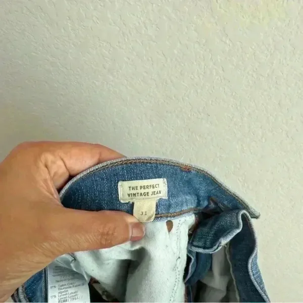 Madewell‎ The Perfect Vintage High Rise Distressed Raw Hem Jeans Women's Size 31 - Image 10