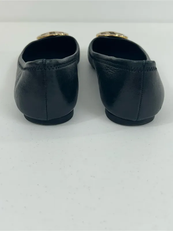 Tory Burch Black and Gold Reva Ballet Flats Size 6.5 M - Image 6