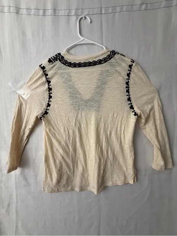 Lucky Brand Long Sleeve Blouse Women’s Size M Embroidered V-Neck(A653) - Image 8