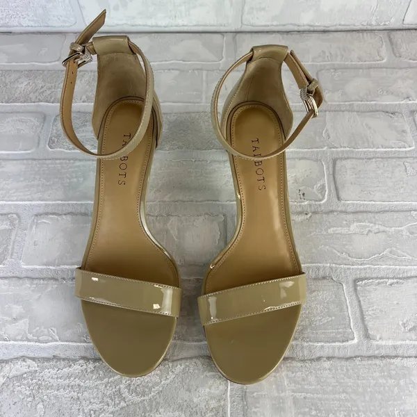 Talbots Heels Womens 8 Nude Patent‎ Leather Ankle Strap Kitten Open Toe Classic - Image 7