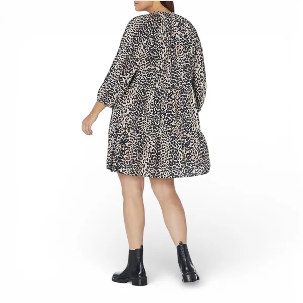 The Drop @Caralynmirand Leopard Print Tiered‎ V Neck Dress L - Image 2