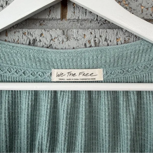 Free People Must Have Henley Top Waffle Knit Long Sleeve Shirt Size Small - Image 4