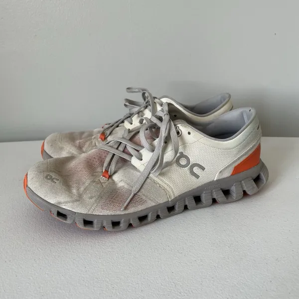 On Cloud X 3 Ivory, Grey, Orange Running Shoes Sneakers Women's Size 10 - Image 3