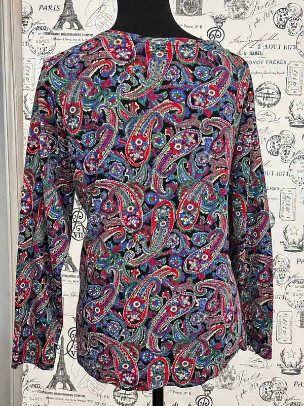Lauren Ralph Lauren Paisley Print Long Sleeve Knit Top Size L - Image 4