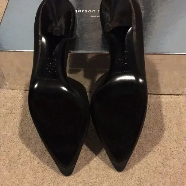 Sigerson Morrison Women’s Black Leather Pointy Toe Heels with Adjustable Strap - Image 4