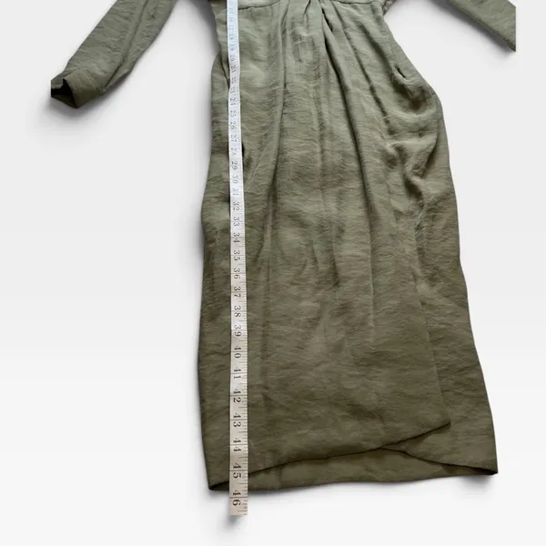 Anthropologie Olive Green Twist Front V-Neck Midi Dress Long Sleeve Size 2 - Image 8