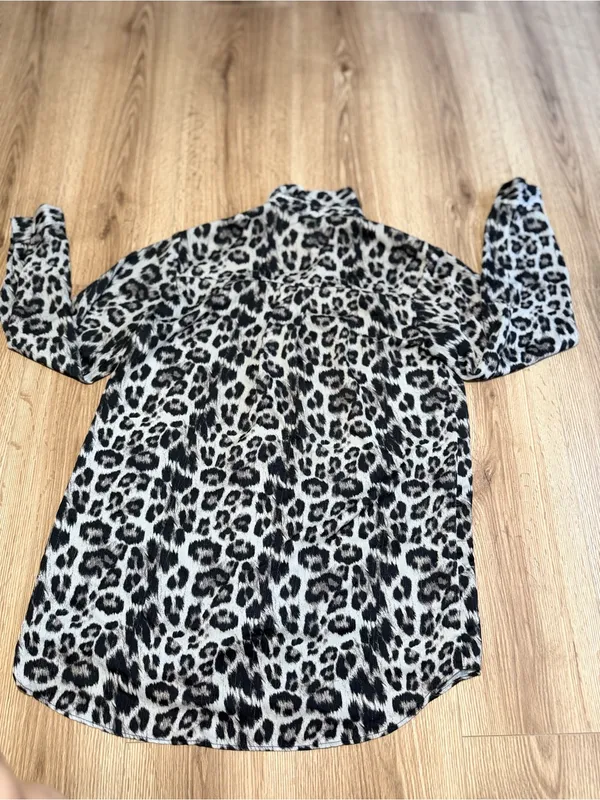 Zara‎ Leopard Print Button-Up Blouse - Black & White - Image 2