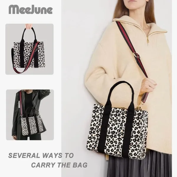 Leopard Print Tote Bag with Black Accents - Image 5