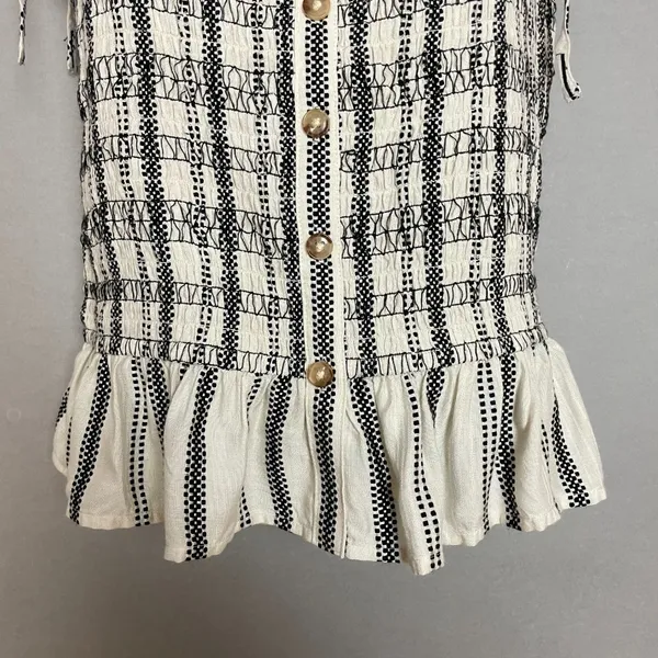Loft Striped Poplin Smocked Cami Tank Top Shirred NWT Sz Medium Women Tie Straps - Image 7