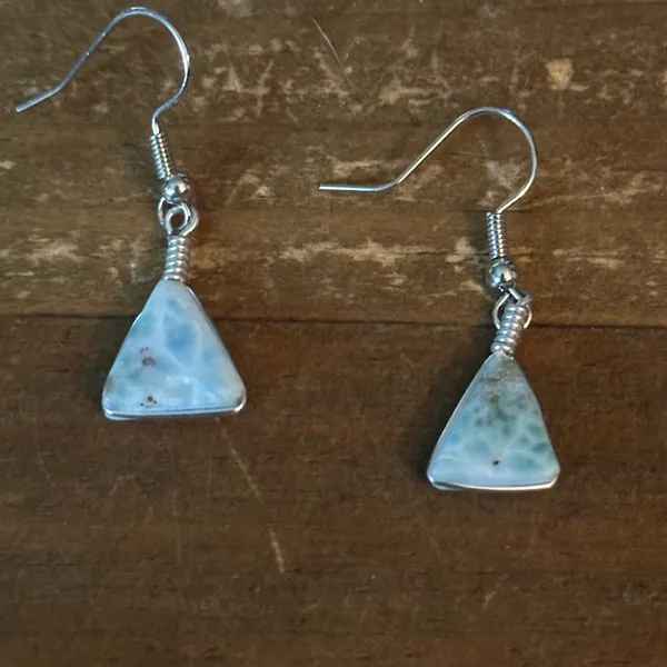 Silver tone Larimar pendant necklace and earrings set - Image 3